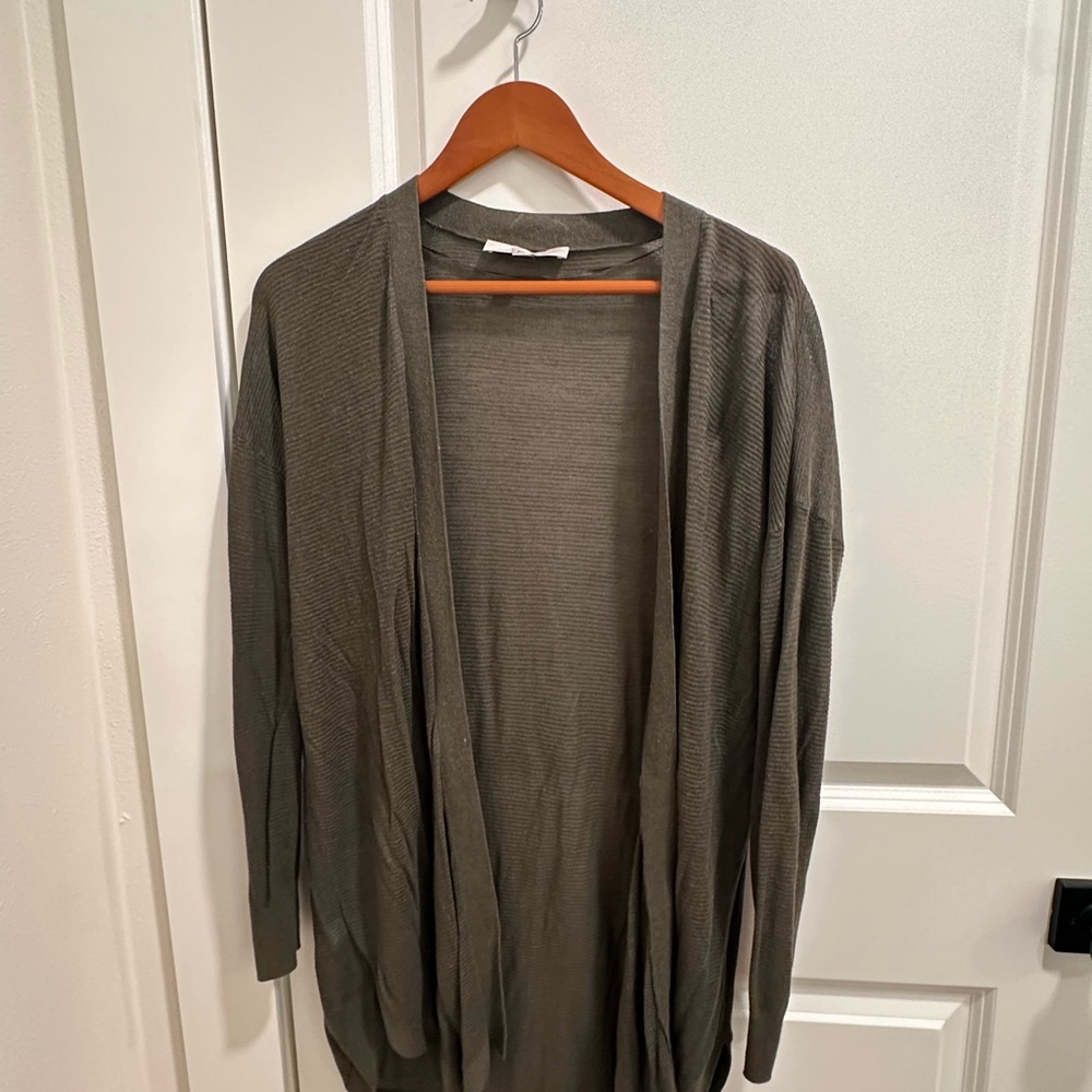 LOFT Olive Green Open Front Cardigan